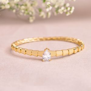 Pulseira Semijoia Bracelete Cristal Gota Dourado